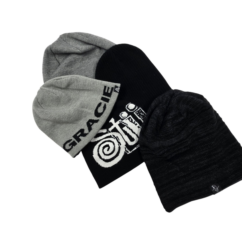 Mixed Beanie Bundle 5pc Gracie Jiu-Jitsu Koloa Surf Co Forbusite STIL Black Gray